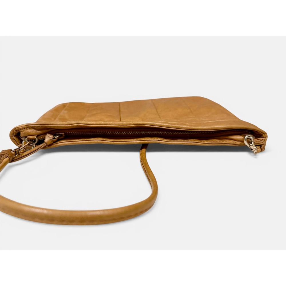 Vintage Y2K Gianni Bini Cognac Tan Leather Clutch Shoulder Bag Stud Detail Purse - Picture 8 of 11